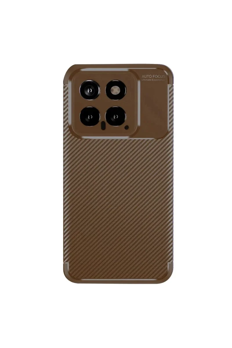 Xiaomi Mi 14T Kılıf Auto Focus Karbon Kapak - Kahverengi