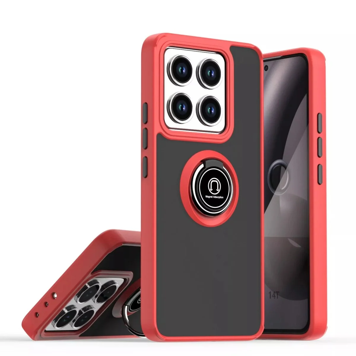 Xiaomi Mi 14t Montreal Yüzüklü Silikon Kapak - Kırmızı Xiaomi Mi 14t Montreal Yüzüklü Silikon Kapak - Kırmızı