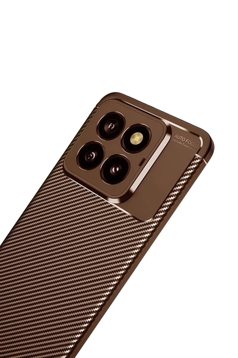 Xiaomi Mi 14T Pro Kılıf Auto Focus Karbon Kapak - Kahverengi