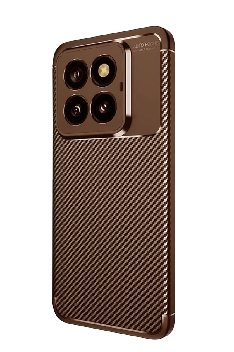 Xiaomi Mi 14T Pro Kılıf Auto Focus Karbon Kapak - Kahverengi