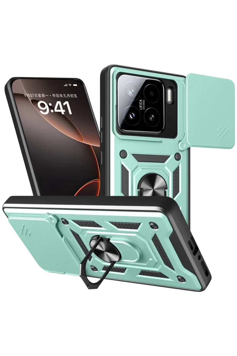 Xiaomi Mi 15 Kılıf Pars Lens Yüzüklü Silikon - Yeşil
