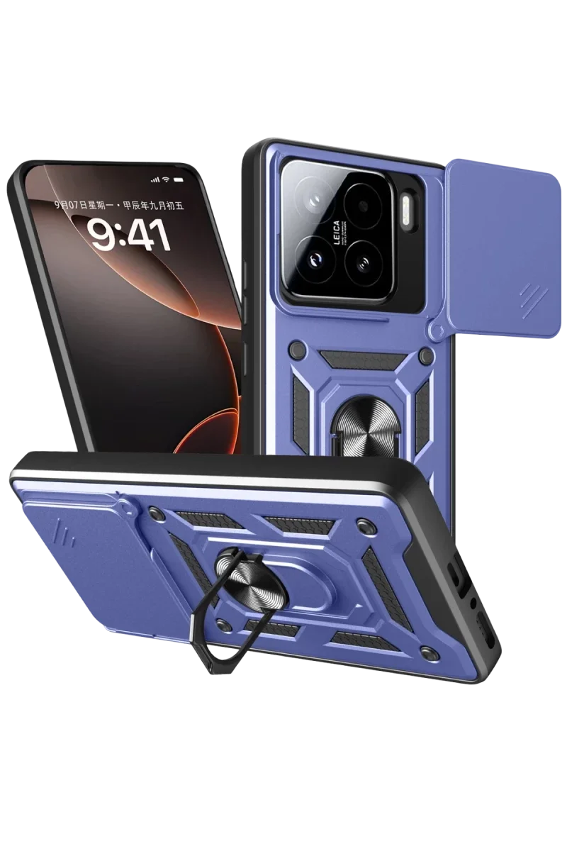 Xiaomi Mi 15 Kılıf Pars Lens Yüzüklü Silikon - Lacivert