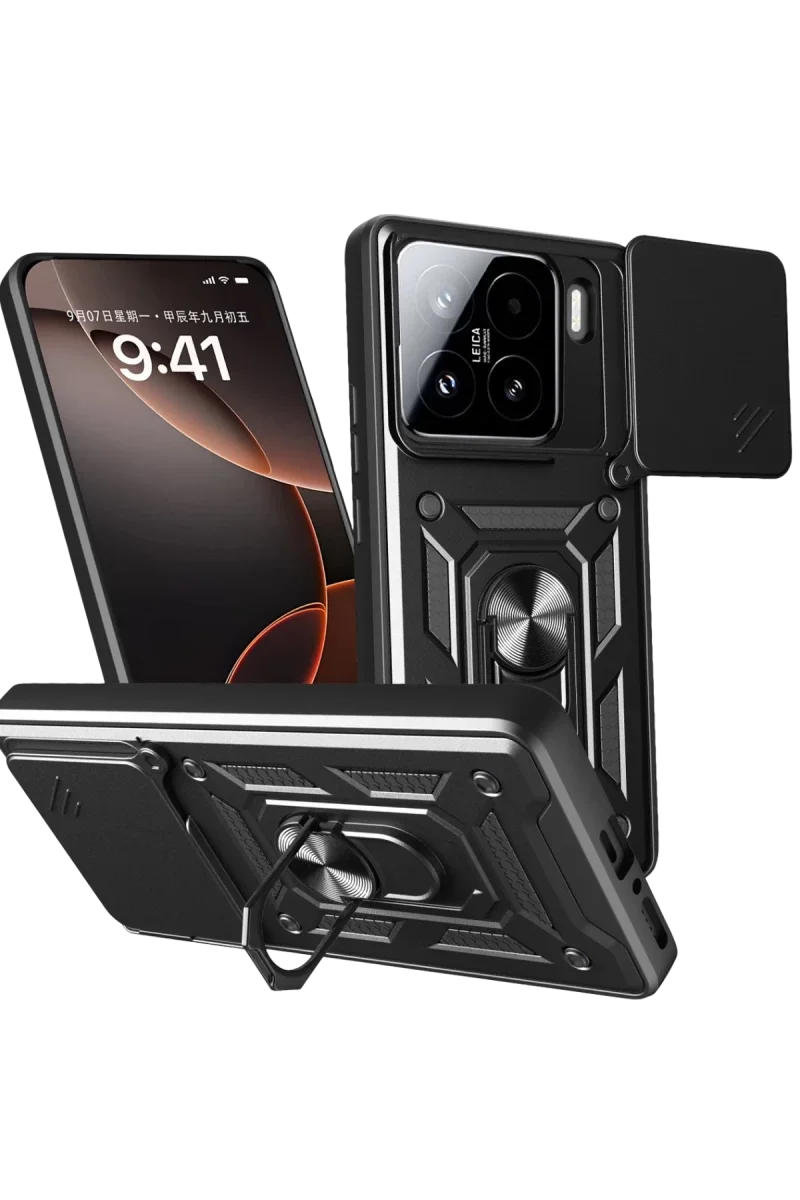 Xiaomi Mi 15 Kılıf Pars Lens Yüzüklü Silikon - Siyah