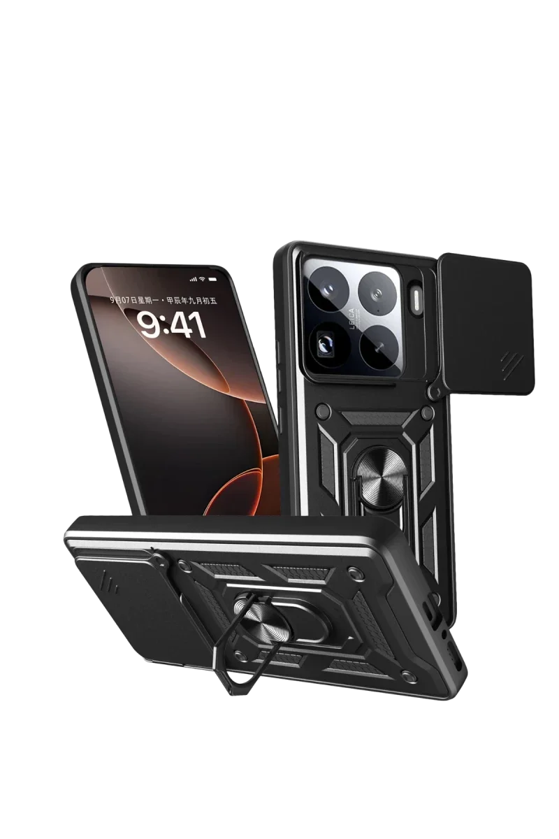 Xiaomi Mi 15 Pro Kılıf Pars Lens Yüzüklü Silikon - Siyah