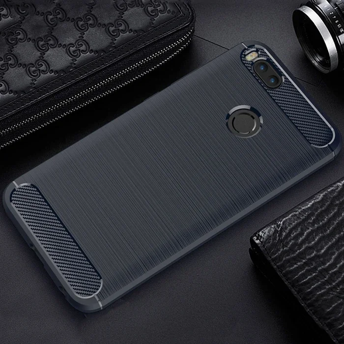 Xiaomi Mi 5x Dark Ultra Koruma Karbon Fiber Doku Silikon Kılıf-1852