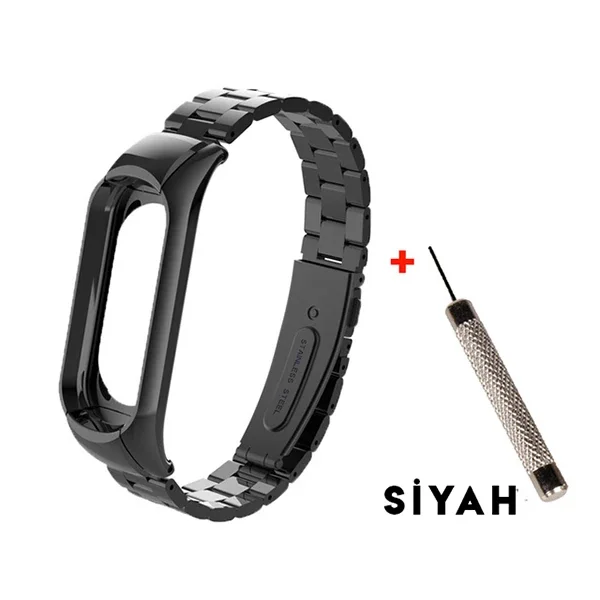 Xiaomi Mi Band 3 Çelik Kayış Kordon - Paslanmaz Çelik, Çok Renkli, Dayanıklı ve Şık