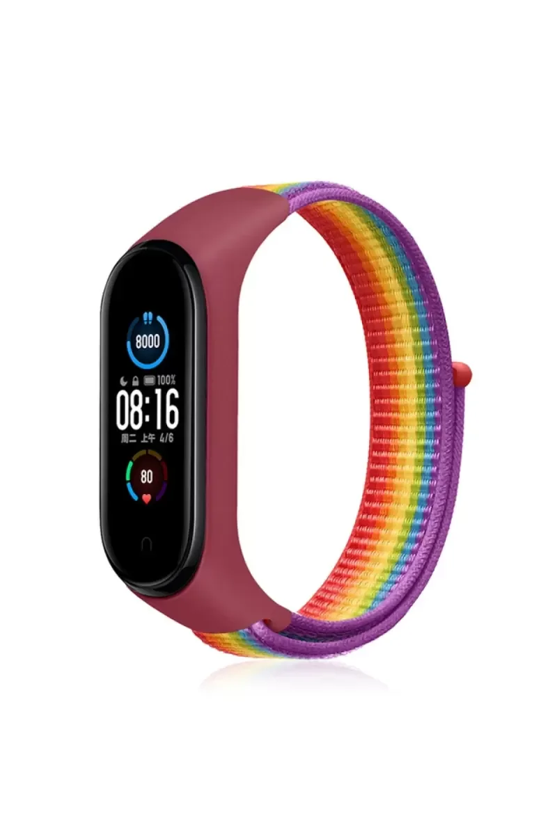 Xiaomi Mi Band 4 Hasırlı Cırtcırtlı Kordon - Gökkuşağı Xiaomi Mi Band 4 Hasırlı Cırtcırtlı Kordon - Gökkuşağı