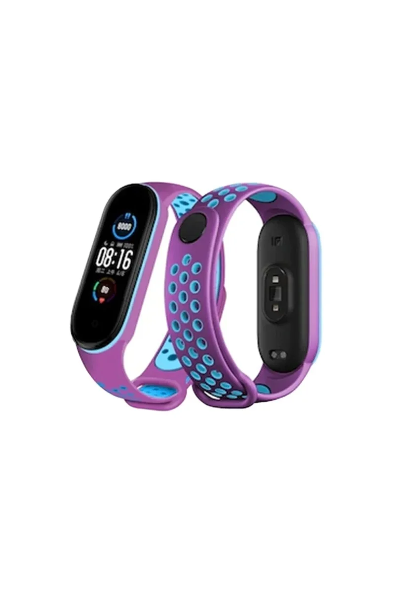 Xiaomi Mi Band 6 Spor Delikli Kordon - Mor-Mavi Xiaomi Mi Band 6 Spor Delikli Kordon - Mor-Mavi