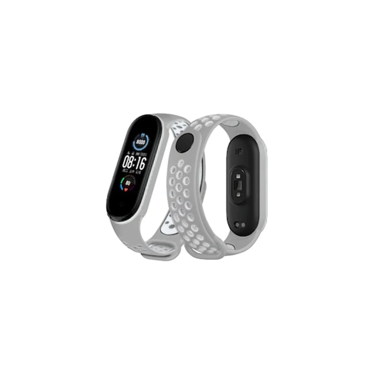Xiaomi Mi Band 6 Spor Delikli Kordon - Gri-kırmızı Xiaomi Mi Band 6 Spor Delikli Kordon - Gri-kırmızı