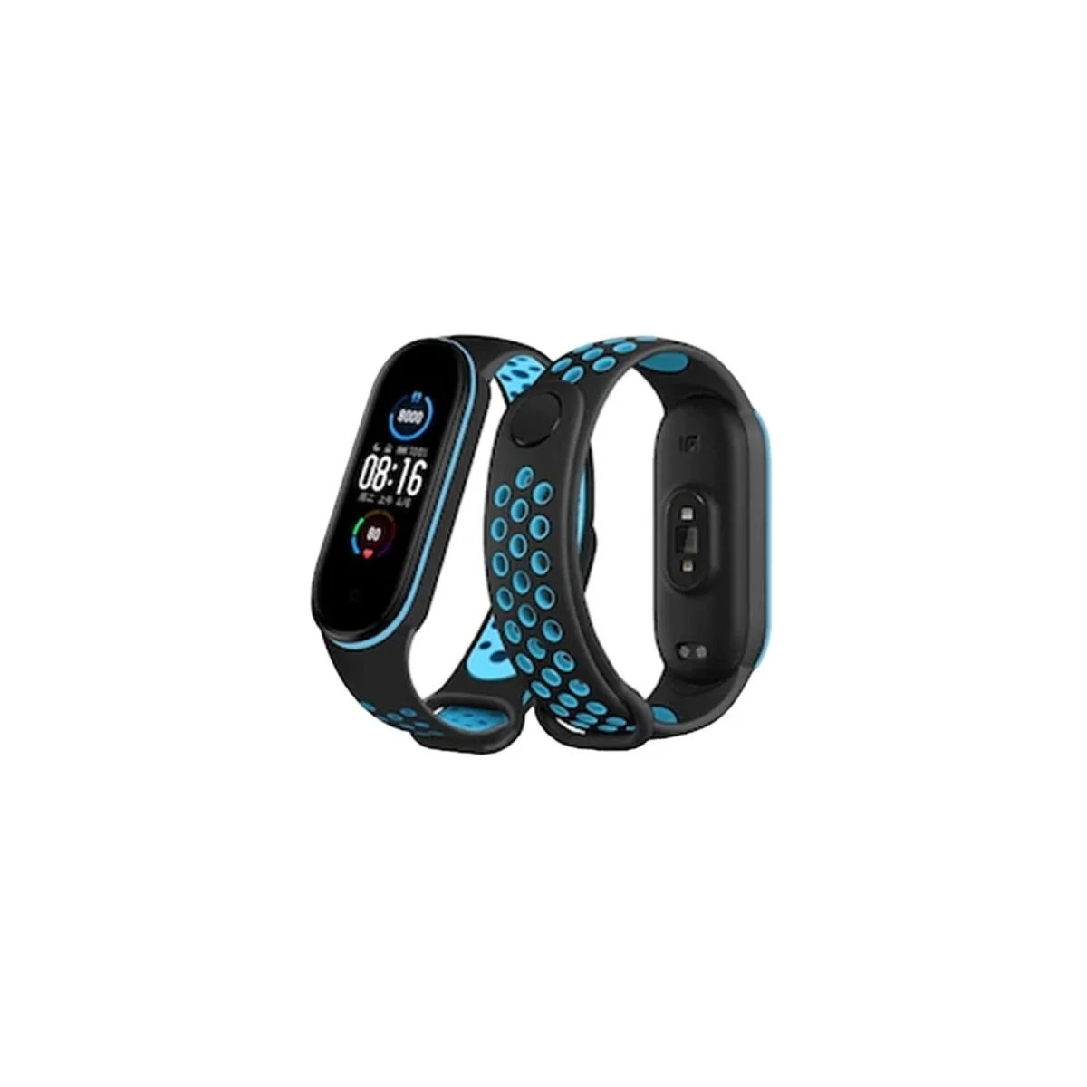 Xiaomi Mi Band 6 Spor Delikli Kordon - Siyah-mavi Xiaomi Mi Band 6 Spor Delikli Kordon - Siyah-mavi
