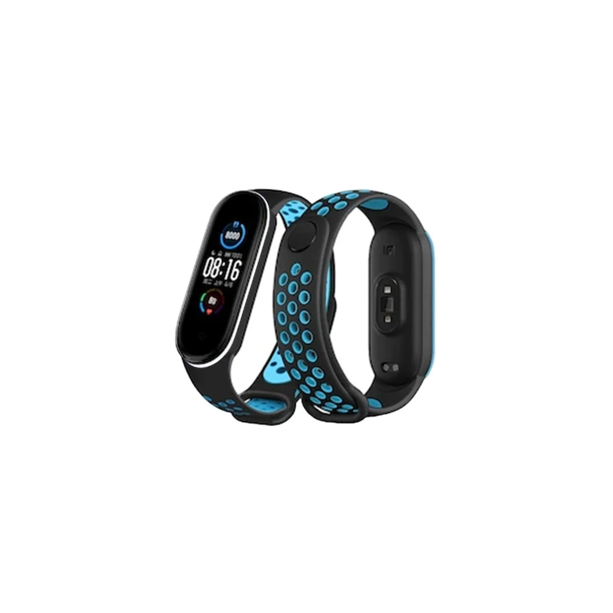 Xiaomi Mi Band 6 Spor Delikli Kordon - Siyah-mavi-beyaz Xiaomi Mi Band 6 Spor Delikli Kordon - Siyah-mavi-beyaz