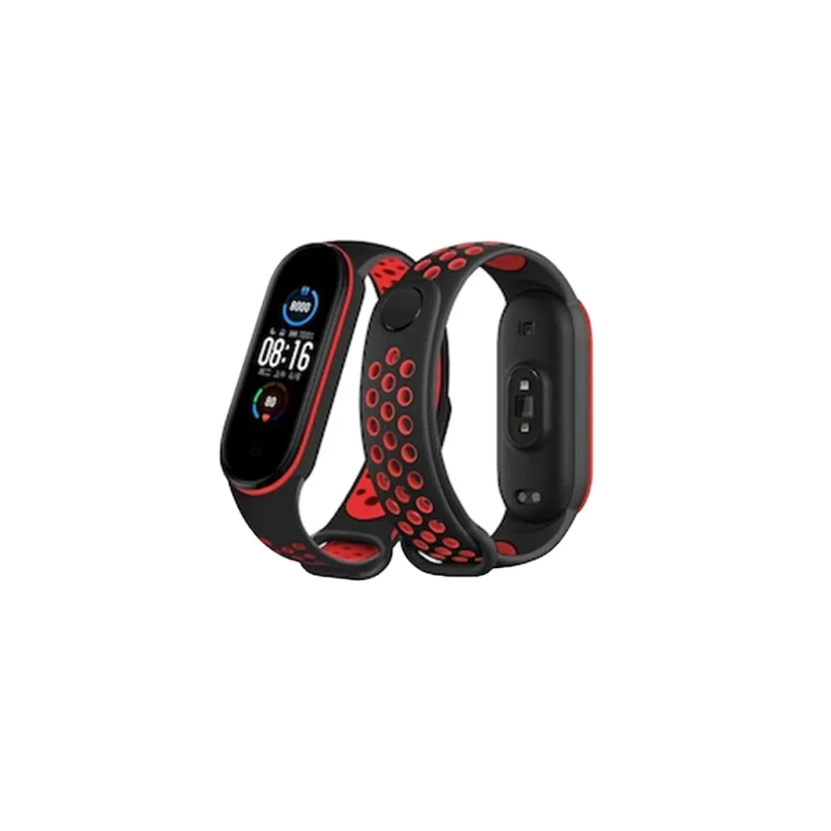 Xiaomi Mi Band 7 Spor Delikli Kordon - Siyah-Kırmızı Xiaomi Mi Band 7 Spor Delikli Kordon - Siyah-Kırmızı