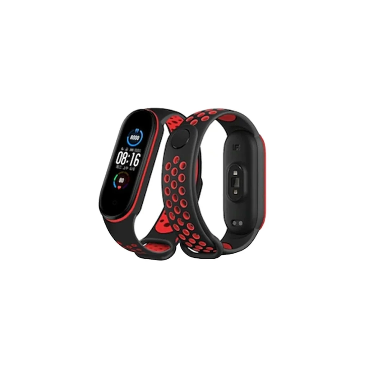 Xiaomi Mi Band 7 Spor Delikli Kordon - Siyah-kırmızı Xiaomi Mi Band 7 Spor Delikli Kordon - Siyah-kırmızı