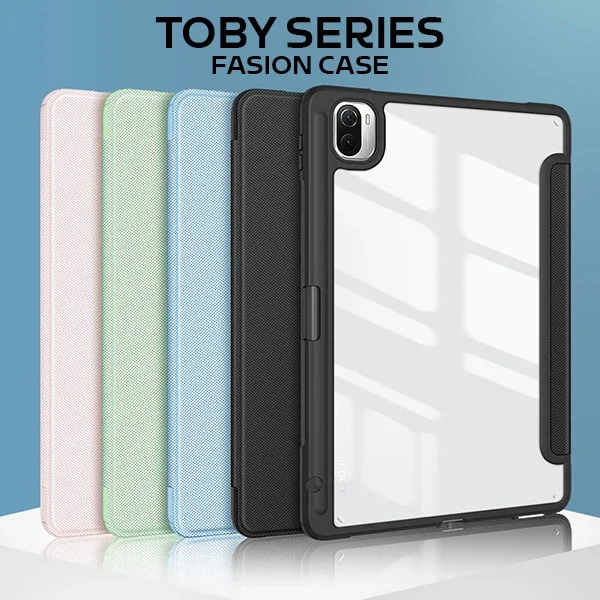 Xiaomi Mi Pad 5 - 5 Pro Kılıf Kalem Bölmeli Toby Series - Şeffaf PC & PU Deri Tasarım