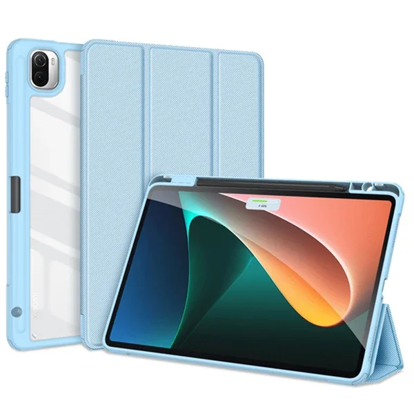 Xiaomi Mi Pad 5 - 5 Pro Kılıf Kalem Bölmeli Toby Series - Şeffaf PC & PU Deri Tasarım