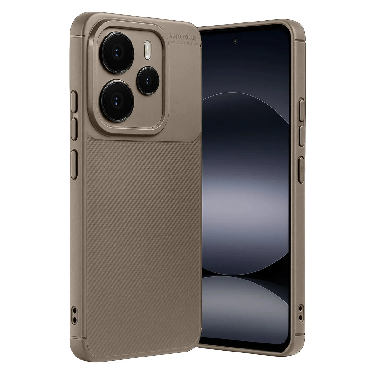 Xiaomi Note 14 5g Auto Focus Karbon Kapak - Kahverengi Xiaomi Note 14 5g Auto Focus Karbon Kapak - Kahverengi