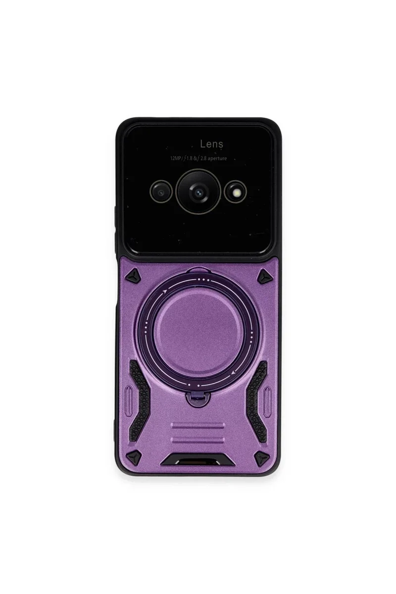 Xiaomi Poco C61 Kılıf Joy Lens Standlı Kapak - Mor Xiaomi Poco C61 Kılıf Joy Lens Standlı Kapak - Mor