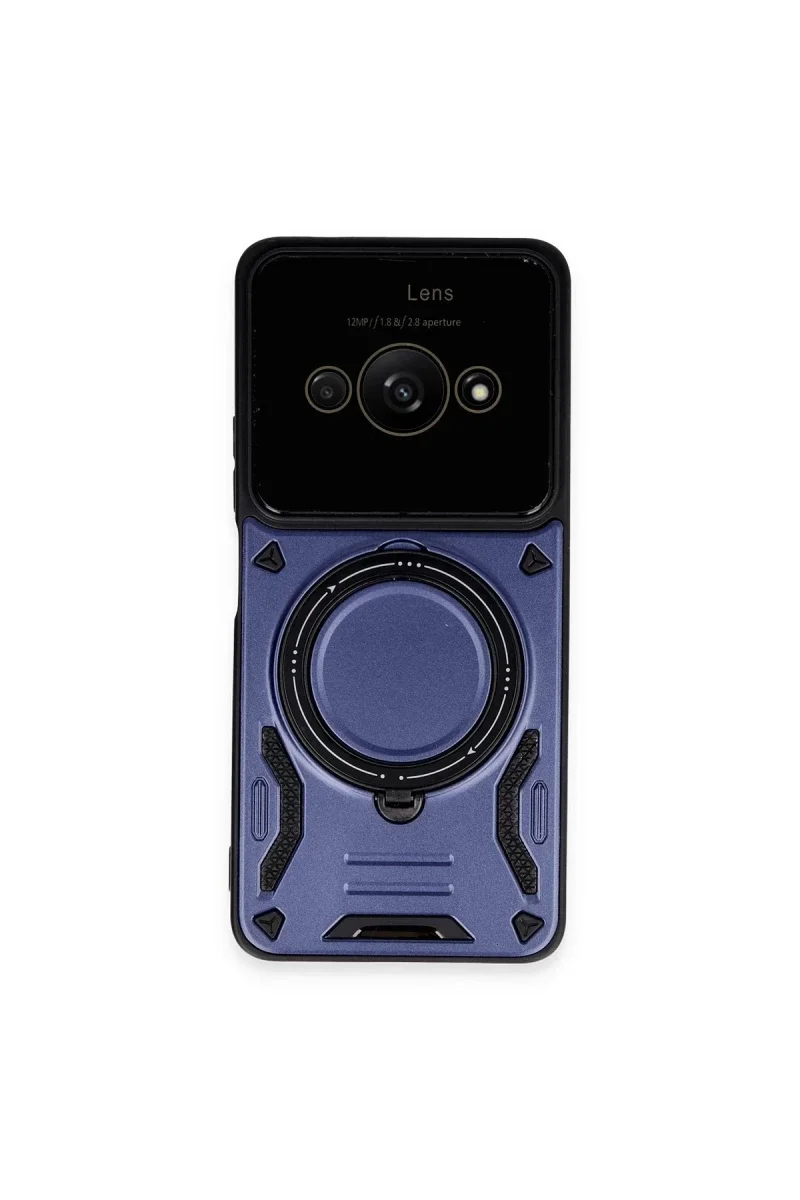 Xiaomi Poco C61 Kılıf Joy Lens Standlı Kapak - Lacivert Xiaomi Poco C61 Kılıf Joy Lens Standlı Kapak - Lacivert