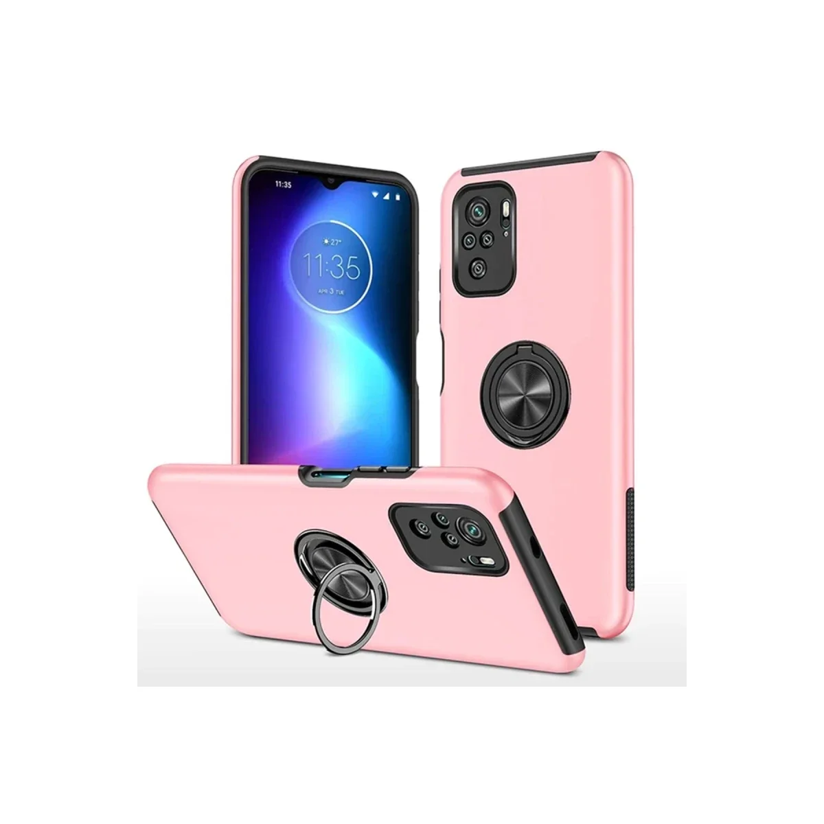 Xiaomi Poco F3 Kılıf Elit Yüzüklü Kapak - Pembe