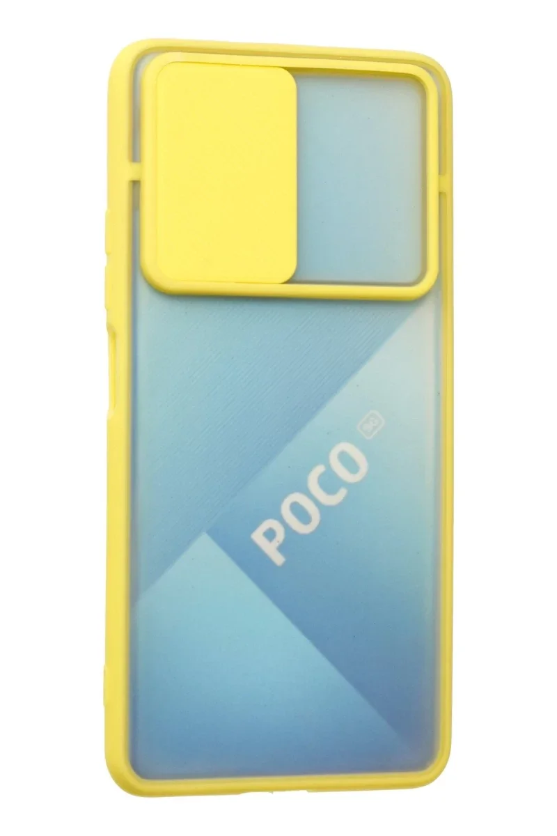 Xiaomi Poco F3 Kılıf Palm Buzlu Kamera Sürgülü Silikon - Sarı Xiaomi Poco F3 Kılıf Palm Buzlu Kamera Sürgülü Silikon - Sarı