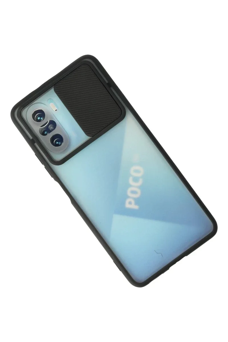 Xiaomi Poco F3 Kılıf Palm Buzlu Kamera Sürgülü Silikon - Siyah Xiaomi Poco F3 Kılıf Palm Buzlu Kamera Sürgülü Silikon - Siyah