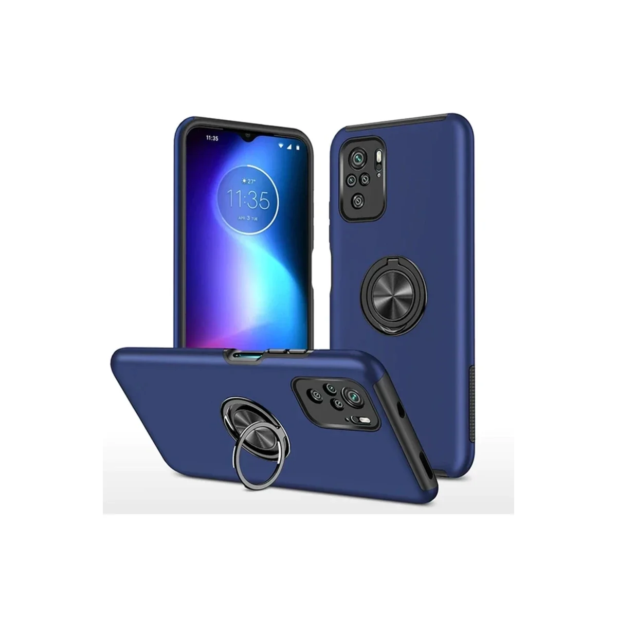 Xiaomi Poco F3 Kılıf Elit Yüzüklü Kapak - Lacivert