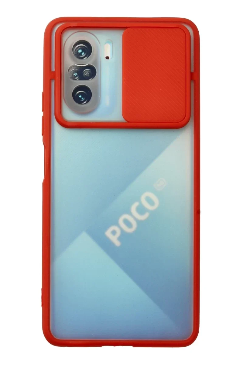 Xiaomi Poco F3 Kılıf Palm Buzlu Kamera Sürgülü Silikon - Kırmızı Xiaomi Poco F3 Kılıf Palm Buzlu Kamera Sürgülü Silikon - Kırmızı