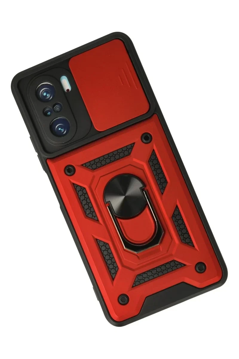 Xiaomi Poco F3 Kılıf Pars Lens Yüzüklü Silikon - Kırmızı Xiaomi Poco F3 Kılıf Pars Lens Yüzüklü Silikon - Kırmızı