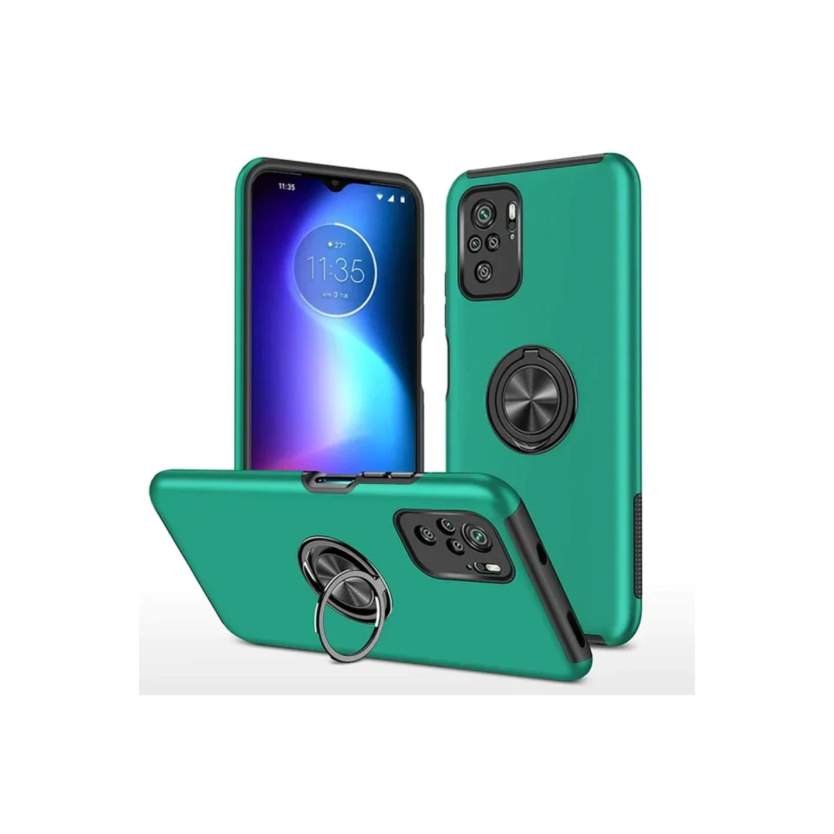 Xiaomi Poco F3 Kılıf Elit Yüzüklü Kapak - Yeşil