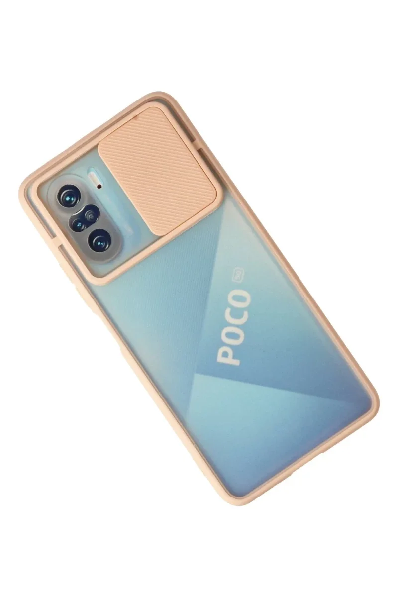 Xiaomi Poco F3 Kılıf Palm Buzlu Kamera Sürgülü Silikon - Pembe