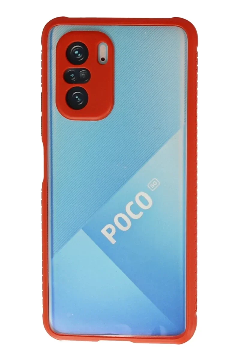 Xiaomi Poco F3 Kılıf Miami Şeffaf Silikon - Kırmızı Xiaomi Poco F3 Kılıf Miami Şeffaf Silikon - Kırmızı