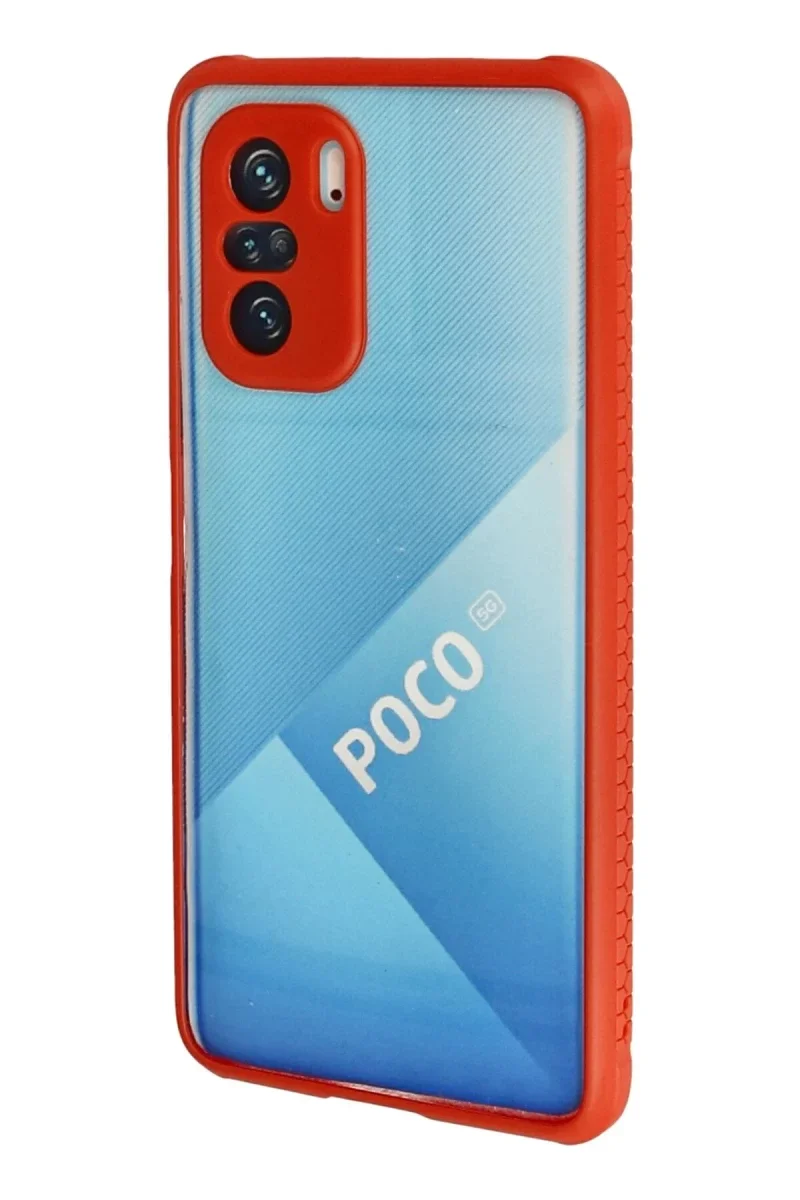 Xiaomi Poco F3 Kılıf Miami Şeffaf Silikon - Kırmızı Xiaomi Poco F3 Kılıf Miami Şeffaf Silikon - Kırmızı