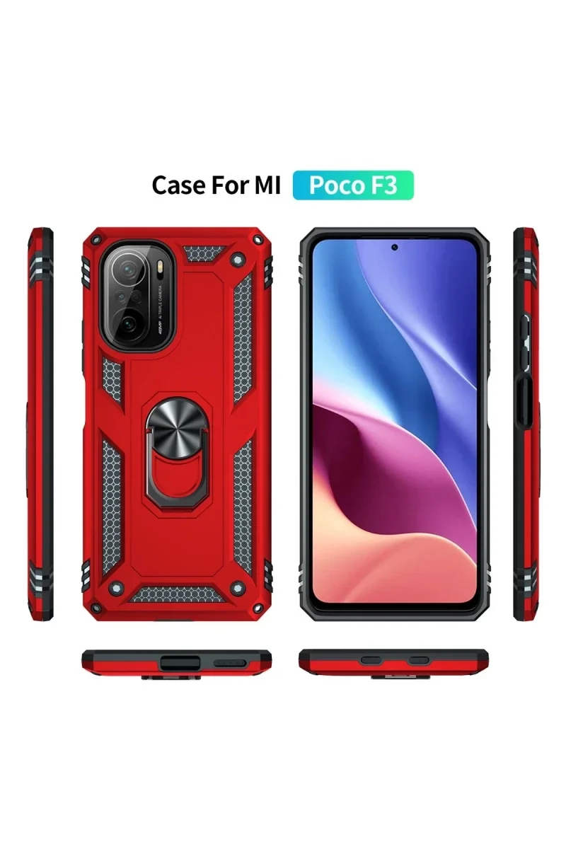 Xiaomi Poco F3 Kılıf Sofya Yüzüklü Silikon Kapak - Kırmızı Fiyatı, Yorumları ve Özellikleri