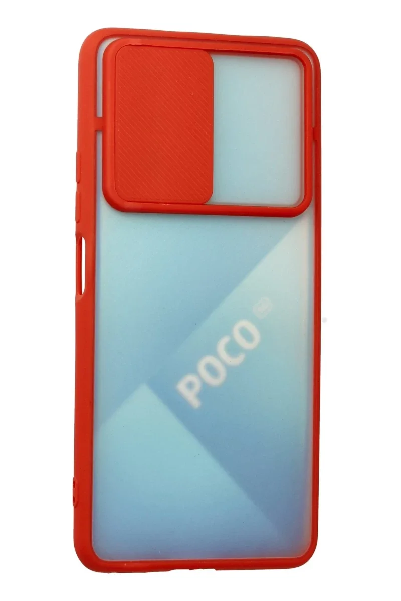 Xiaomi Poco F3 Kılıf Palm Buzlu Kamera Sürgülü Silikon - Kırmızı Xiaomi Poco F3 Kılıf Palm Buzlu Kamera Sürgülü Silikon - Kırmızı