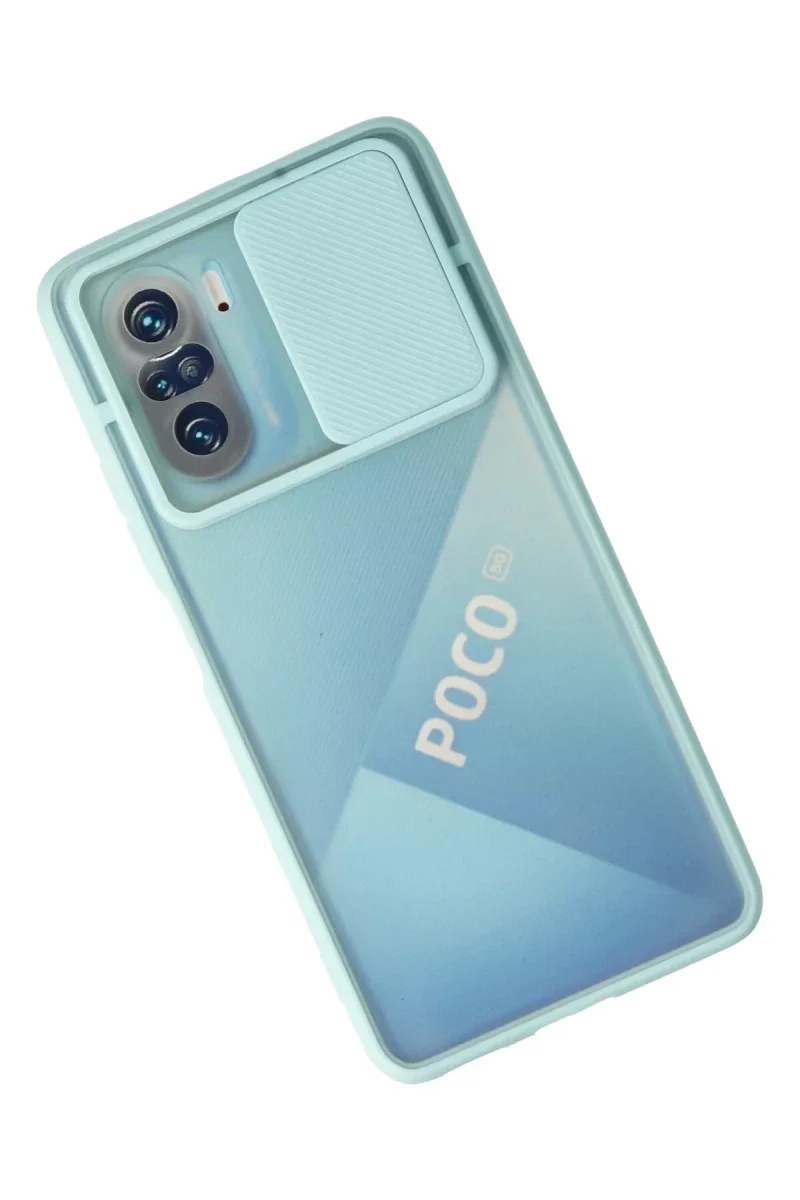 Xiaomi Poco F3 Kılıf Palm Buzlu Kamera Sürgülü Silikon - Turkuaz