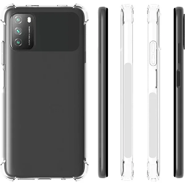 Xiaomi POCO M3 Kamera Korumalı Shockproof Darbe Emici Silikon Kılıf - Şeffaf ve Dayanıklı