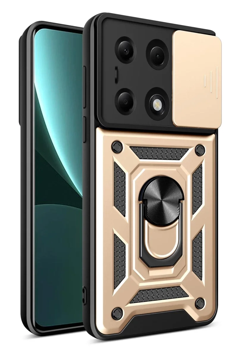 Xiaomi Poco M6 Pro 4G Kılıf Pars Lens Yüzüklü Silikon - Gold Fiyatı, Yorumları ve Özellikleri