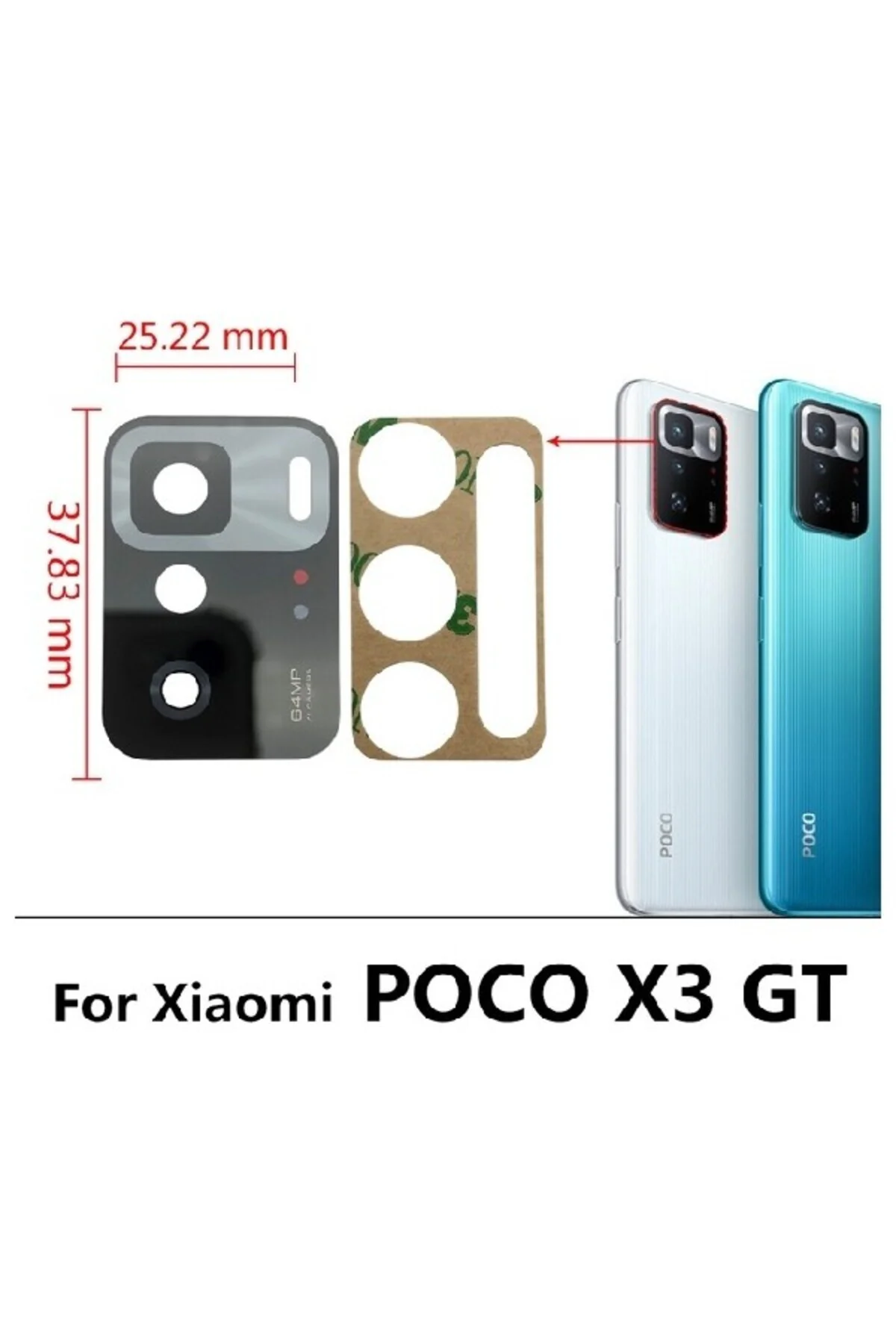 Xiaomi Poco X3 Gt Arka Kamera Camı Lens Yapışkanlı