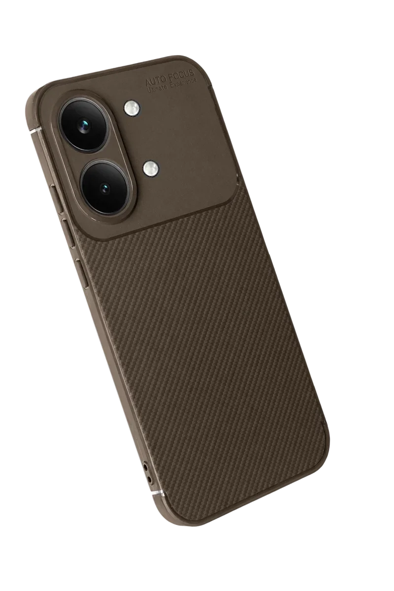 Xiaomi Poco X8 Pro Max Auto Focus Karbon Kapak - Kahverengi Xiaomi Poco X8 Pro Max Auto Focus Karbon Kapak - Kahverengi