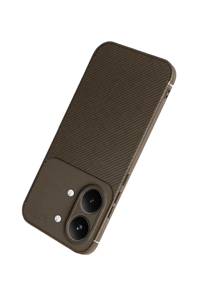 Xiaomi Poco X8 Pro Max Auto Focus Karbon Kapak - Kahverengi Xiaomi Poco X8 Pro Max Auto Focus Karbon Kapak - Kahverengi