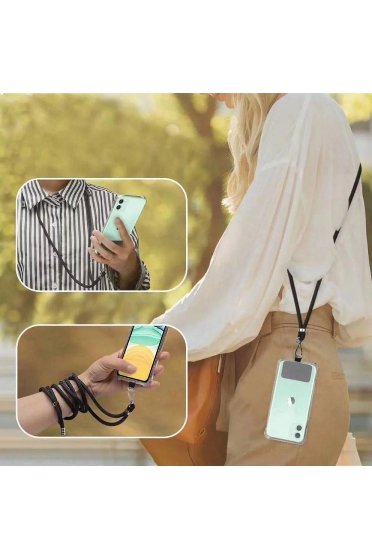 Xiaomi Pocophone X3 İp Askılı Şeffaf Silikon Kılıf Siyah