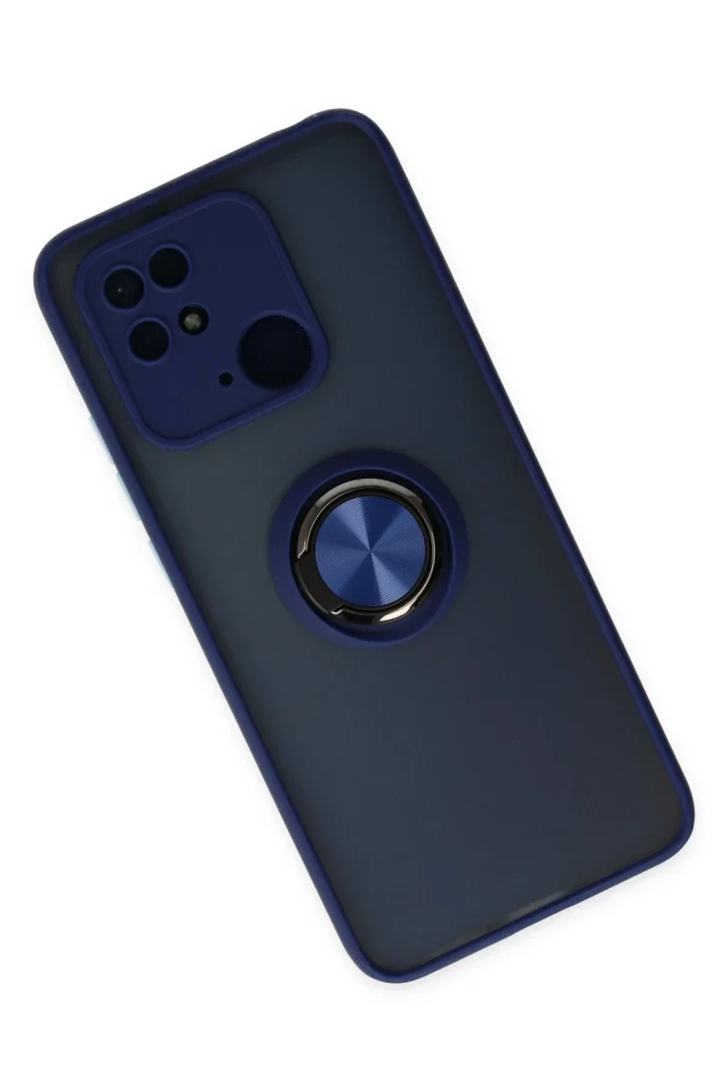 Xiaomi Redmi 10C Kılıf Montreal Yüzüklü Silikon Kapak - Lacivert Xiaomi Redmi 10C Kılıf Montreal Yüzüklü Silikon Kapak - Lacivert