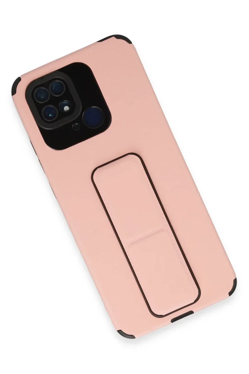 Xiaomi Redmi 10C Kılıf Mega Standlı Silikon - Pudra Xiaomi Redmi 10C Kılıf Mega Standlı Silikon - Pudra