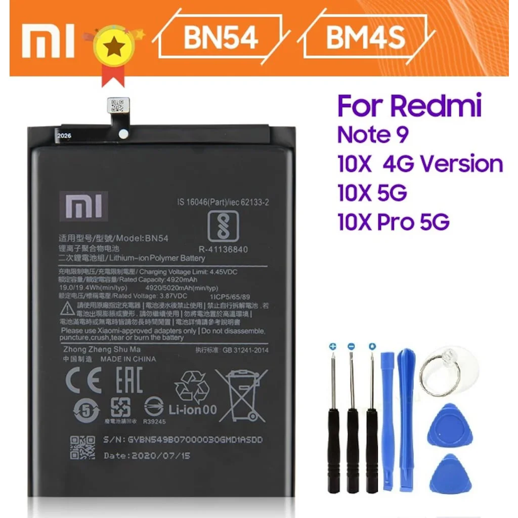 Xiaomi Redmi 10X/10X Pro Batarya Pil Bn4Sbn54 + Tamir Seti Xiaomi Redmi 10X/10X Pro Batarya Pil Bn4Sbn54 + Tamir Seti