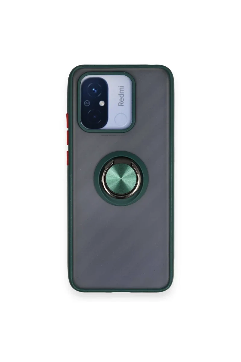 Xiaomi Redmi 12C Kılıf Montreal Yüzüklü Silikon Kapak - Yeşil Xiaomi Redmi 12C Kılıf Montreal Yüzüklü Silikon Kapak - Yeşil