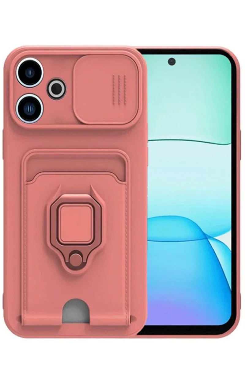 Xiaomi Redmi 13 4G Kılıf Zuma Kartvizitli Yüzüklü Silikon - Pembe