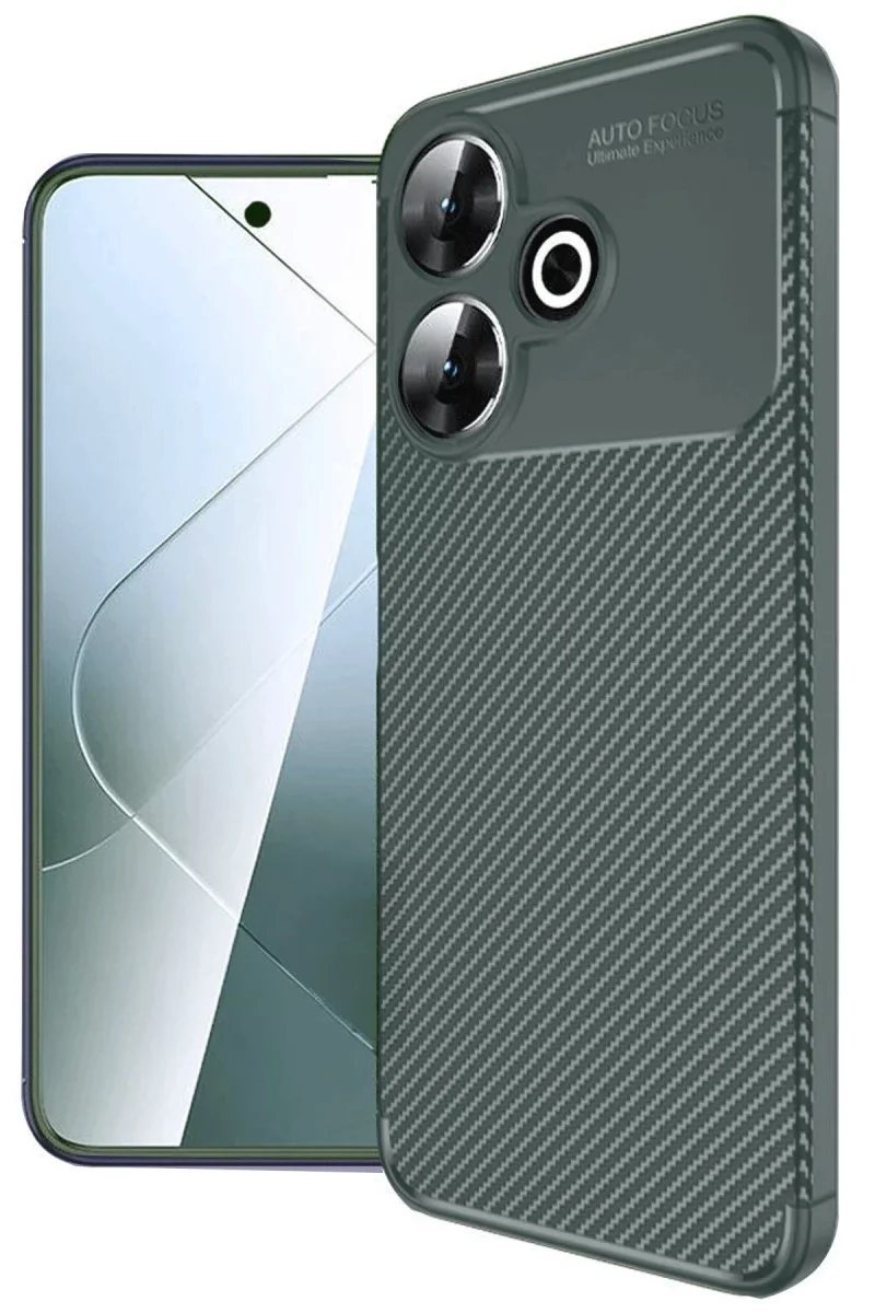 Xiaomi Redmi 13 4G Kılıf Auto Focus Karbon Kapak - Koyu Yeşil Xiaomi Redmi 13 4G Kılıf Auto Focus Karbon Kapak - Koyu Yeşil