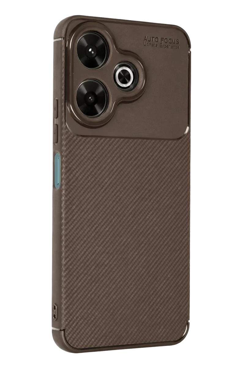 Xiaomi Redmi 13 4G Kılıf Auto Focus Karbon Kapak - Kahverengi