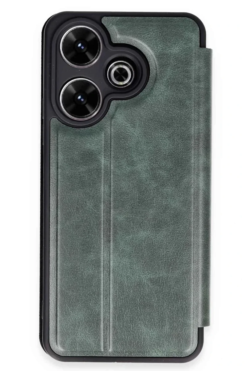 Xiaomi Redmi 13 4G Kılıf Flip Cover - Koyu Yeşil Xiaomi Redmi 13 4G Kılıf Flip Cover - Koyu Yeşil