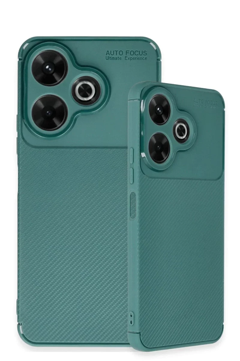 Xiaomi Redmi 13 4G Kılıf Auto Focus Karbon Kapak - Koyu Yeşil Xiaomi Redmi 13 4G Kılıf Auto Focus Karbon Kapak - Koyu Yeşil